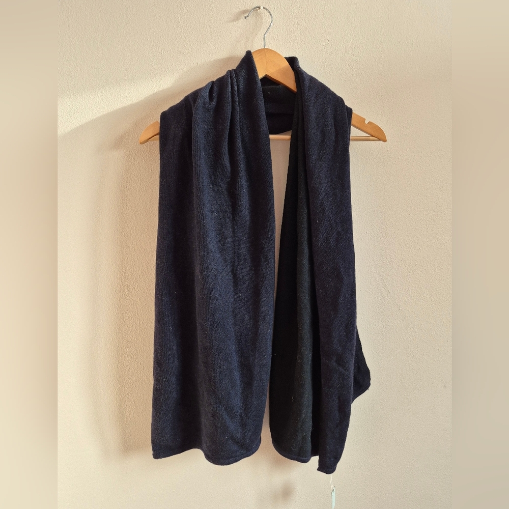 COS Wool And Cashmere Knit Scarf Black And Navy Blue NWT